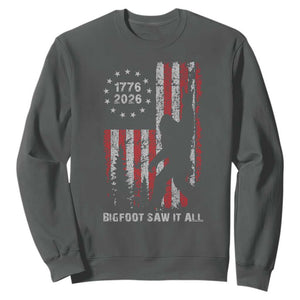 Bigfoot Sasquatch USA 250th Anniversary Sweatshirt Retro Bigfoot Saw It All 250 Years 1776 2026 4th of July