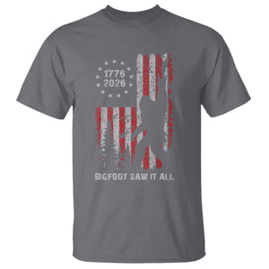 Bigfoot Sasquatch USA 250th Anniversary T Shirt Retro Bigfoot Saw It All 250 Years 1776 2026 4th of July