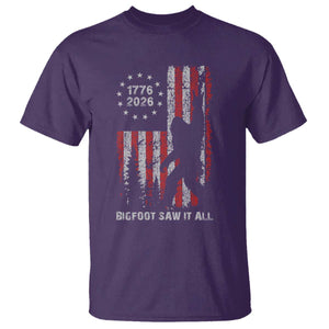 Bigfoot Sasquatch USA 250th Anniversary T Shirt Retro Bigfoot Saw It All 250 Years 1776 2026 4th of July