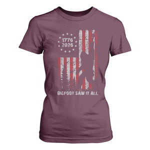 Bigfoot Sasquatch USA 250th Anniversary T Shirt For Women Retro Bigfoot Saw It All 250 Years 1776 2026 4th of July