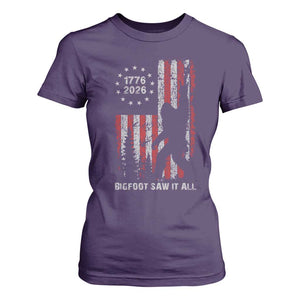 Bigfoot Sasquatch USA 250th Anniversary T Shirt For Women Retro Bigfoot Saw It All 250 Years 1776 2026 4th of July