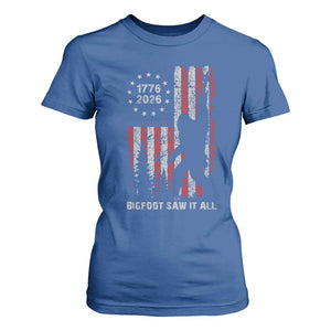 Bigfoot Sasquatch USA 250th Anniversary T Shirt For Women Retro Bigfoot Saw It All 250 Years 1776 2026 4th of July