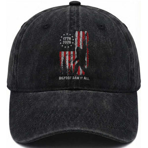 Bigfoot Sasquatch USA 250th Anniversary Washed Cotton Baseball Cap Retro Bigfoot Saw It All 250 Years 1776 2026 4th of July