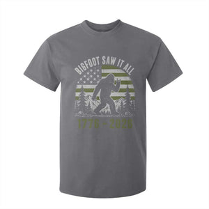 Retro Bigfoot Saw It All USA 250th Anniversary T Shirt For Kid 250 Years 1776 2026 4th of July Sasquatch Flag