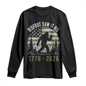 Retro Bigfoot Saw It All USA 250th Anniversary Long Sleeve Shirt 250 Years 1776 2026 4th of July Sasquatch Flag