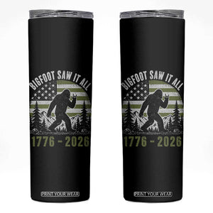 Retro Bigfoot Saw It All USA 250th Anniversary Skinny Tumbler 250 Years 1776 2026 4th of July Sasquatch Flag