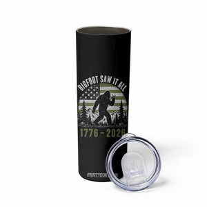 Retro Bigfoot Saw It All USA 250th Anniversary Skinny Tumbler 250 Years 1776 2026 4th of July Sasquatch Flag