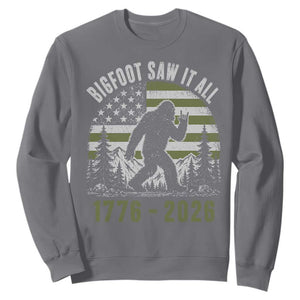 Retro Bigfoot Saw It All USA 250th Anniversary Sweatshirt 250 Years 1776 2026 4th of July Sasquatch Flag
