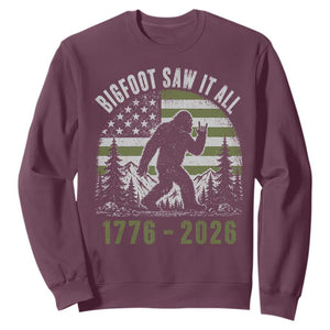 Retro Bigfoot Saw It All USA 250th Anniversary Sweatshirt 250 Years 1776 2026 4th of July Sasquatch Flag