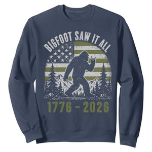 Retro Bigfoot Saw It All USA 250th Anniversary Sweatshirt 250 Years 1776 2026 4th of July Sasquatch Flag