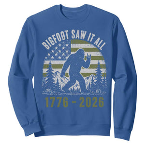 Retro Bigfoot Saw It All USA 250th Anniversary Sweatshirt 250 Years 1776 2026 4th of July Sasquatch Flag
