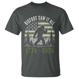 Retro Bigfoot Saw It All USA 250th Anniversary T Shirt 250 Years 1776 2026 4th of July Sasquatch Flag