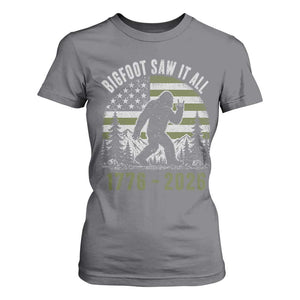 Retro Bigfoot Saw It All USA 250th Anniversary T Shirt For Women 250 Years 1776 2026 4th of July Sasquatch Flag
