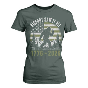 Retro Bigfoot Saw It All USA 250th Anniversary T Shirt For Women 250 Years 1776 2026 4th of July Sasquatch Flag