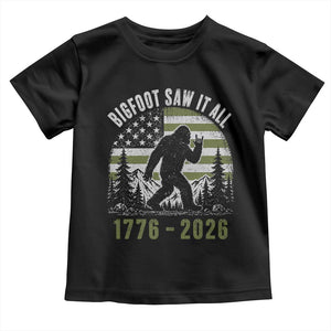 Retro Bigfoot Saw It All USA 250th Anniversary Toddler T Shirt 250 Years 1776 2026 4th of July Sasquatch Flag