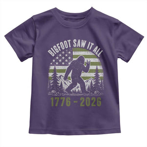 Retro Bigfoot Saw It All USA 250th Anniversary Toddler T Shirt 250 Years 1776 2026 4th of July Sasquatch Flag