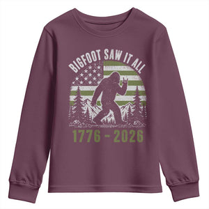 Retro Bigfoot Saw It All USA 250th Anniversary Youth Sweatshirt 250 Years 1776 2026 4th of July Sasquatch Flag