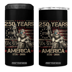 Bigfoot Sasquatch USA 250th Anniversary 4 in 1 Can Cooler Tumbler Retro 250 Years 1776 2026 4th of July Independence Day