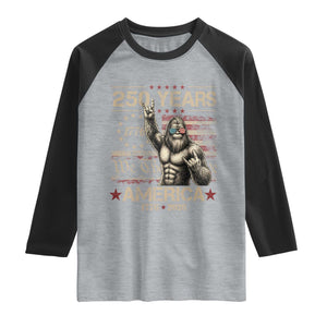 Bigfoot Sasquatch USA 250th Anniversary Raglan Shirt Retro 250 Years 1776 2026 4th of July Independence Day