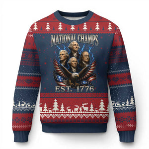 Founding Fathers USA 250th Anniversary Ugly Christmas Sweater Vintage National Champions 250 Years Patriotic American Flag