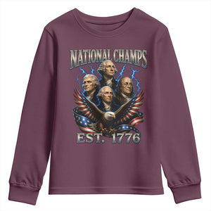 Founding Fathers USA 250th Anniversary Youth Sweatshirt Vintage National Champions 250 Years Patriotic American Flag