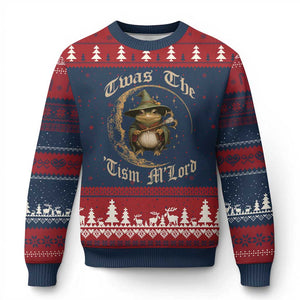 Twas the Tism MLord Frog Ugly Christmas Sweater Funny Anti Social Meme TS10 Navy Red Print Your Wear