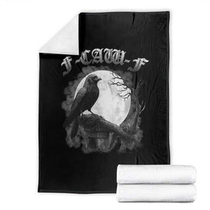 Black Crow F-Caw-F Throw Blanket Funny Raven Moon Gothic Adult Humor TS10 Black Print Your Wear