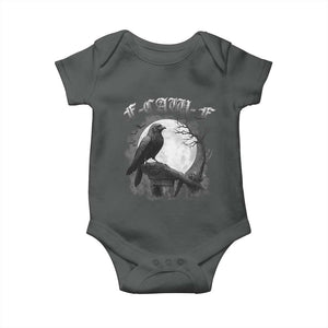 Black Crow F-Caw-F Baby Onesie Funny Raven Moon Gothic Adult Humor TS10 Dark Heather Print Your Wear