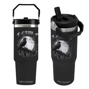 Black Crow F-Caw-F Flip Straw Tumbler Funny Raven Moon Gothic Adult Humor TS10 One Size: 30 oz Black Print Your Wear