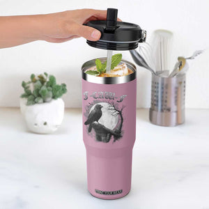 Black Crow F-Caw-F Flip Straw Tumbler Funny Raven Moon Gothic Adult Humor TS10 One Size: 30 oz Light Pink Print Your Wear