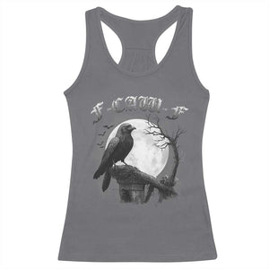 Black Crow F-Caw-F Racerback Tank Top Funny Raven Moon Gothic Adult Humor TS10 Charcoal Print Your Wear