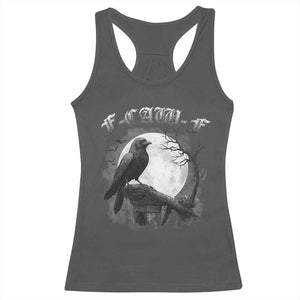 Black Crow F-Caw-F Racerback Tank Top Funny Raven Moon Gothic Adult Humor TS10 Dark Heather Print Your Wear
