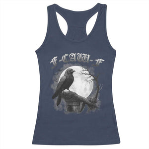 Black Crow F-Caw-F Racerback Tank Top Funny Raven Moon Gothic Adult Humor TS10 Navy Print Your Wear
