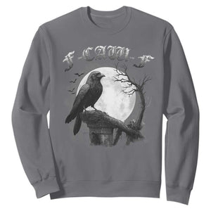 Black Crow F-Caw-F Sweatshirt Funny Raven Moon Gothic Adult Humor TS10 Charcoal Print Your Wear