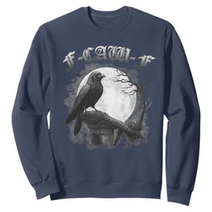 Black Crow F-Caw-F Sweatshirt Funny Raven Moon Gothic Adult Humor TS10 Navy Print Your Wear