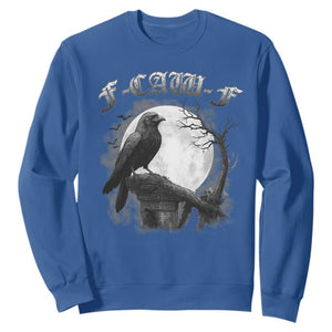 Black Crow F-Caw-F Sweatshirt Funny Raven Moon Gothic Adult Humor TS10 Royal Blue Print Your Wear