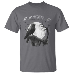 Black Crow F-Caw-F T Shirt Funny Raven Moon Gothic Adult Humor TS10 Charcoal Print Your Wear