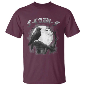 Black Crow F-Caw-F T Shirt Funny Raven Moon Gothic Adult Humor TS10 Maroon Print Your Wear