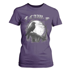 Black Crow F-Caw-F T Shirt For Women Funny Raven Moon Gothic Adult Humor TS10 Purple Print Your Wear