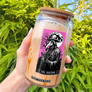 Plague Doctor Tarot Card Glass Can Mysterious Horror Death Occult Satanic TS10 Black Print Your Wear