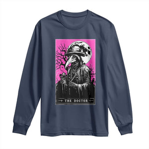Plague Doctor Tarot Card Long Sleeve Shirt Mysterious Horror Death Occult Satanic TS10 Navy Print Your Wear