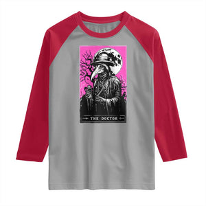 Plague Doctor Tarot Card Raglan Shirt Mysterious Horror Death Occult Satanic TS10 Sport Gray Red Print Your Wear