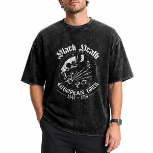 Plague Rat Washed Cotton T-Shirt Black Death European Tour Medieval History Goth