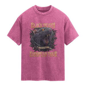 Black Death European Tour Washed Cotton T-Shirt Plague Rat Medieval History Alternative Art