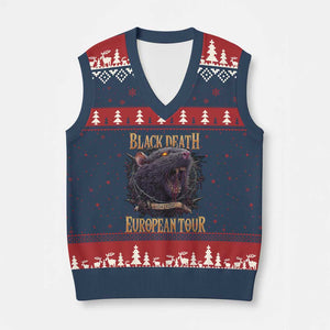 Black Death European Tour V-Neck Knit Sweater Vest Plague Rat Medieval History Alternative Art TS10 Navy Red Print Your Wear