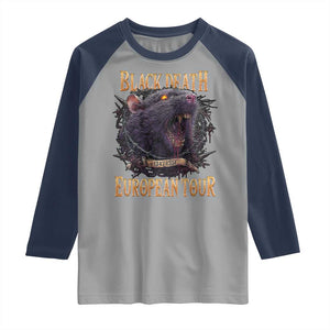 Black Death European Tour Raglan Shirt Plague Rat Medieval History Alternative Art TS10 Sport Gray Navy Print Your Wear
