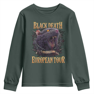 Black Death European Tour Youth Sweatshirt Plague Rat Medieval History Alternative Art TS10 Dark Forest Green Print Your Wear