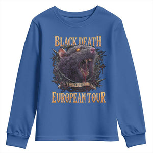 Black Death European Tour Youth Sweatshirt Plague Rat Medieval History Alternative Art TS10 Royal Blue Print Your Wear