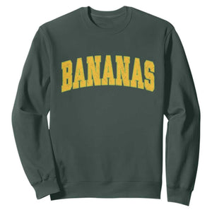 Funny Retro Bananas Sweatshirt Vintage Banana Gifts Yellow Varsity TS10 Dark Forest Green Print Your Wear
