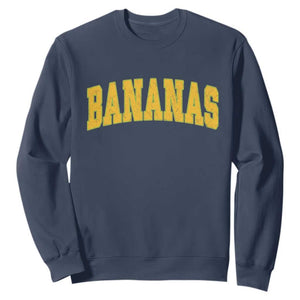 Funny Retro Bananas Sweatshirt Vintage Banana Gifts Yellow Varsity TS10 Navy Print Your Wear